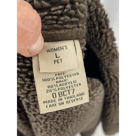 L.L. Bean Women's Faux Suede Coat Button Front Mid-Length Brown Faux Sherling LP - Picture 10 of 10